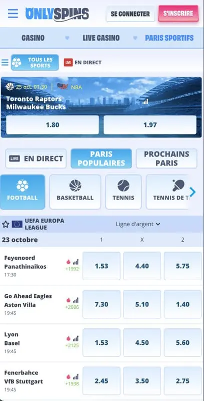 Only Spins jouer sur mobile