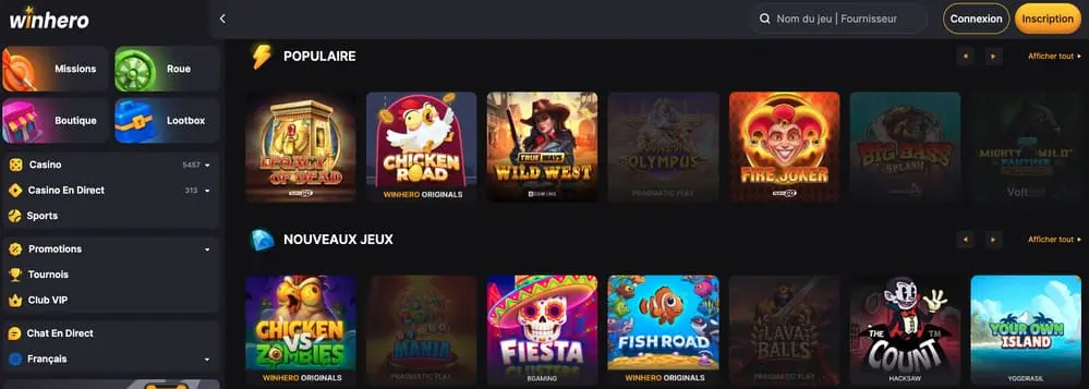 WinHero les jeux de casino