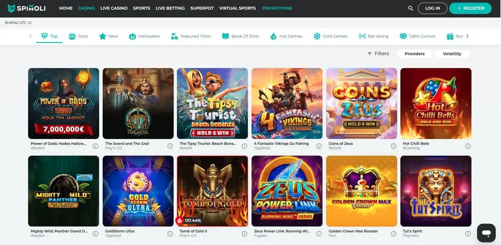 Spinoli jeux de casino