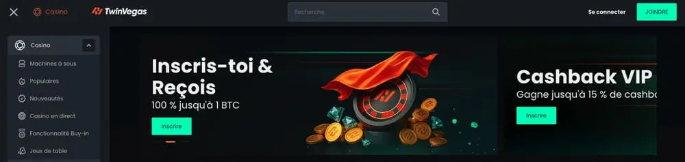 TwinVegas bonus inscription