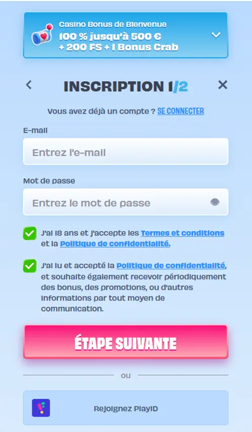 S'inscrire sur Only Spins casino