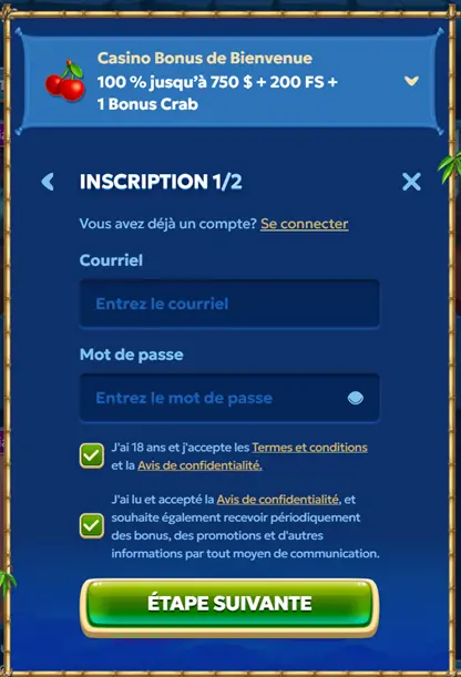 Se connecter et s'inscrire sur le casino Pandido