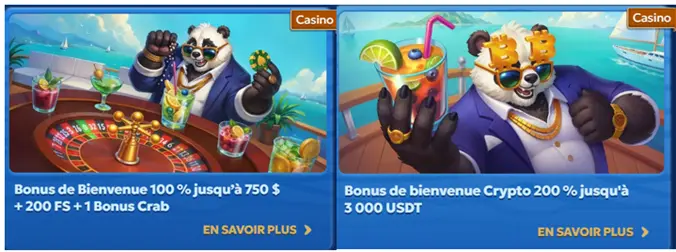 Pack de bienvenue Pandido casino
