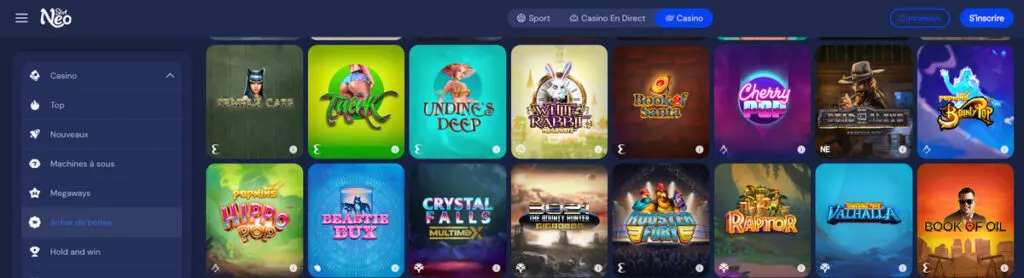 Achat de bonus sur SlotNeo