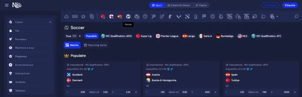 Slotneo Le sport en ligne