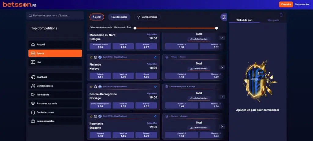 Betsson paris sportifs