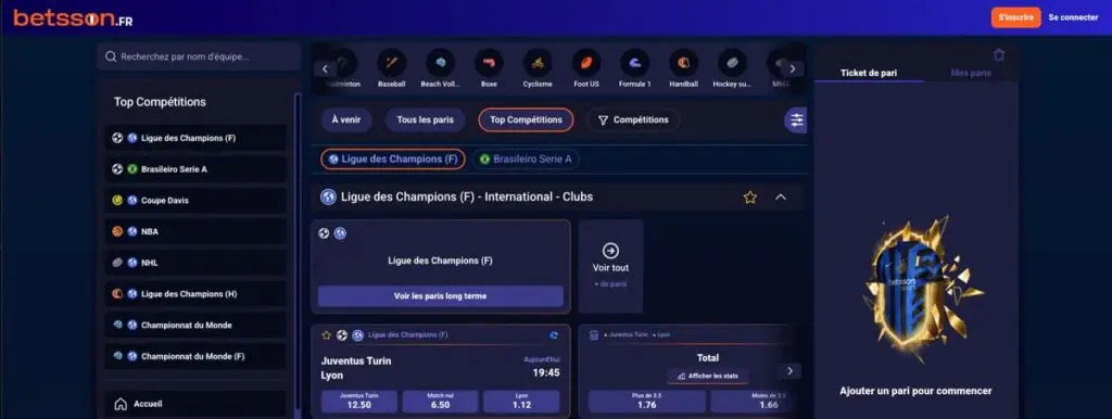 Les sports disponibles sur Betsson