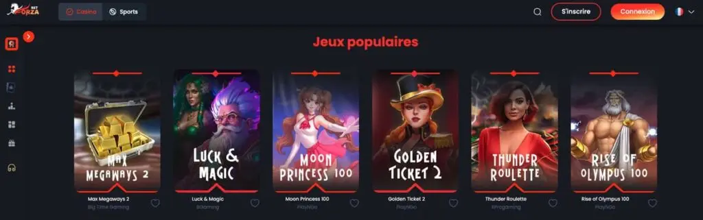 Jeux de casino sur Forza.bet