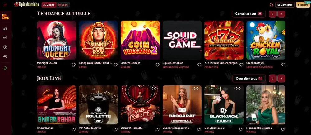 Spinogambino jeux tendances actuelle