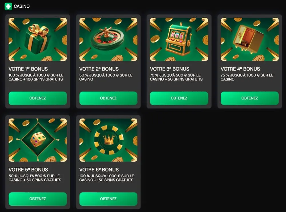 Bonus de bienvenue USpin sur 6 dépôt
