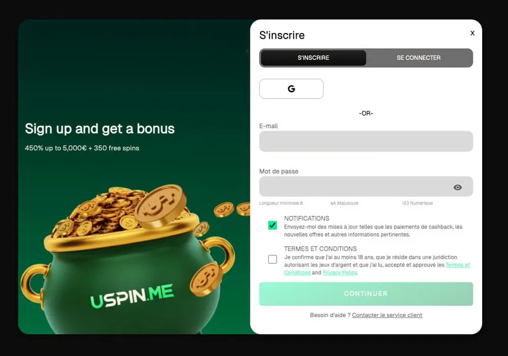 USpin inscription connexion