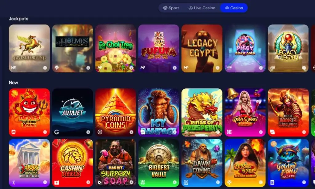 Les jeux sur SlotNeo 