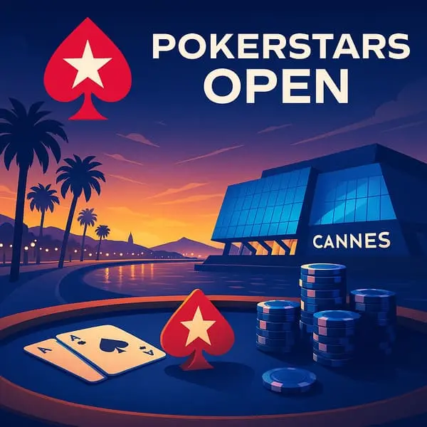 festival PokerStars Open 2025 à Cannes, avec ambiance poker live et décor inspiré de la Croisette.