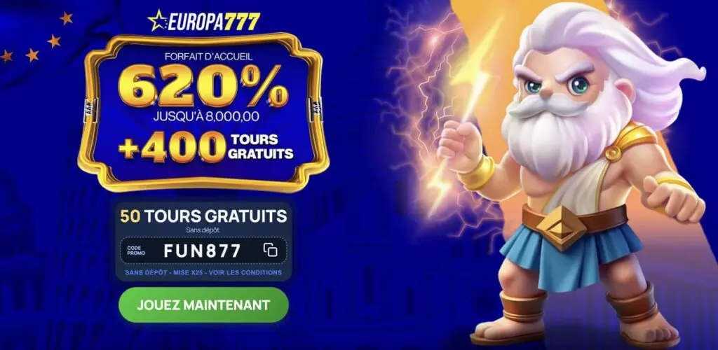 Europa777 Casino 50 free spins sans dépôt