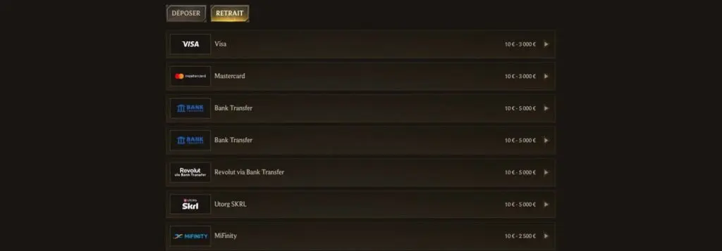 Realz casino retrait