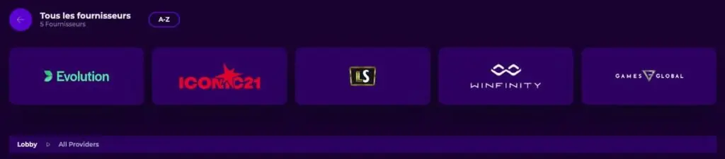 Gambloria fournisseurs de jeux