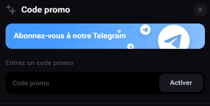 Code promo Telegram Vega.bet Casino