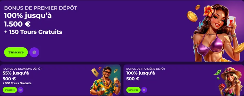 Bonus de bienvenue Gambloria