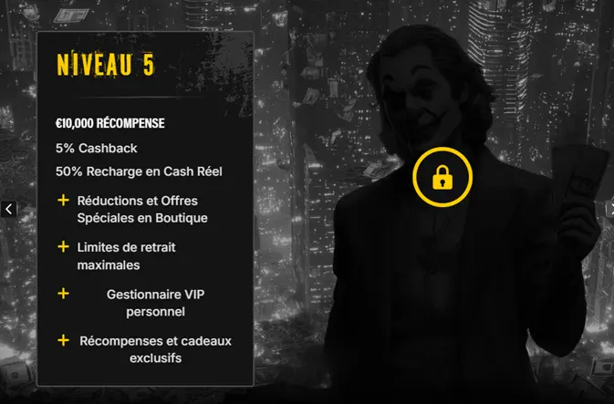 Niveau 5 du programme de fidélité de Jokery