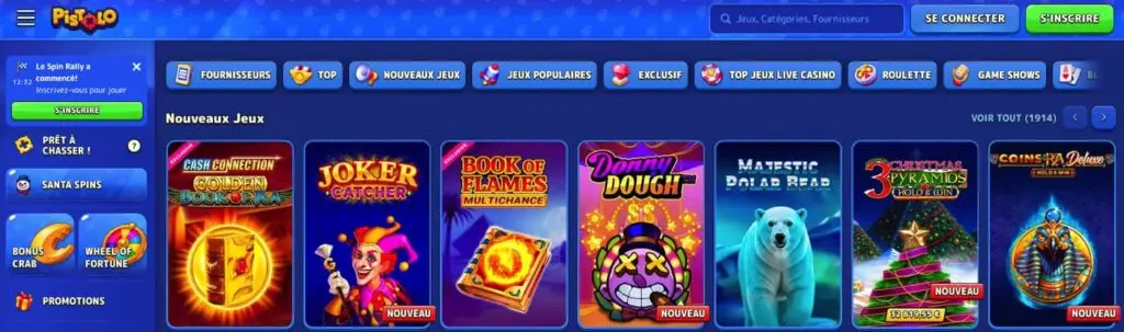 Pistolo Casino home page