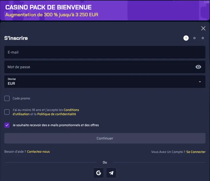 Betory inscription et login