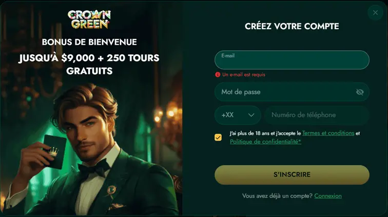 S'inscrire sur CronwGreen