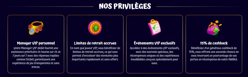 Club VIP du casino SpinGranny