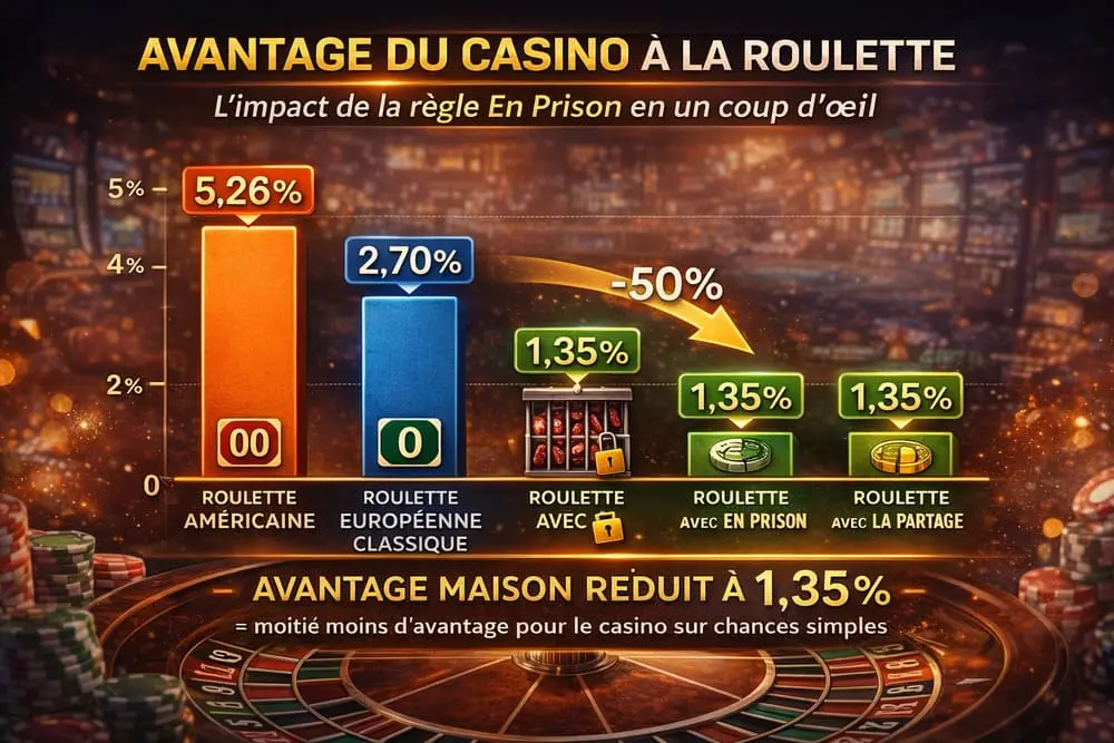 Avantage du casino à la roulette avec la règle En prison