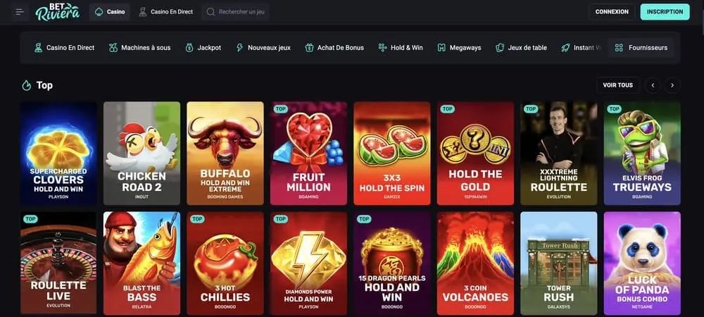 Les jeux sur Betriviera