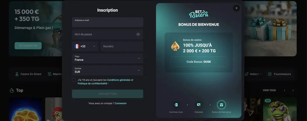 BetRiviera inscription