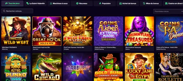 Les jeux sur le casino Winbeast