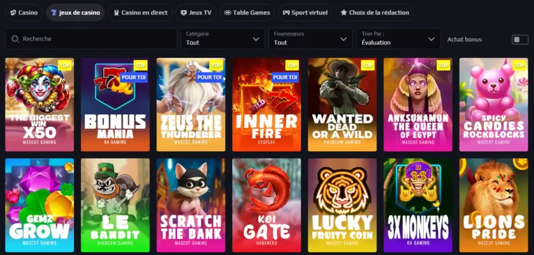 Les jeux de casino sur Playoda