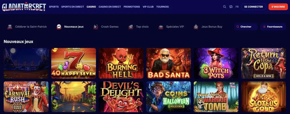 GladiatorsBet jeux de casino en ligne